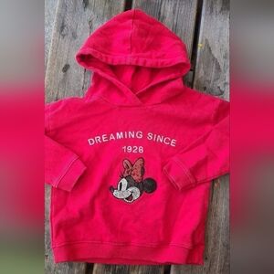 ZARA Disney SZ 18-24M VGUC RED MINNIE Mouse aplique Pullover hooded sweatshirt